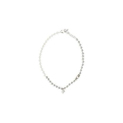 Alexander McQueen White Brass Pearl Skull Necklace