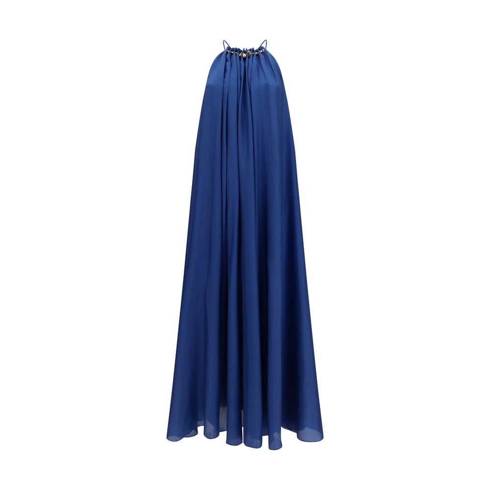 Zimmermann Blue Silk Aster Pleated Pearl Maxi Dress