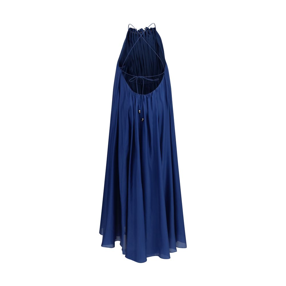 Zimmermann Blue Silk Aster Pleated Pearl Maxi Dress
