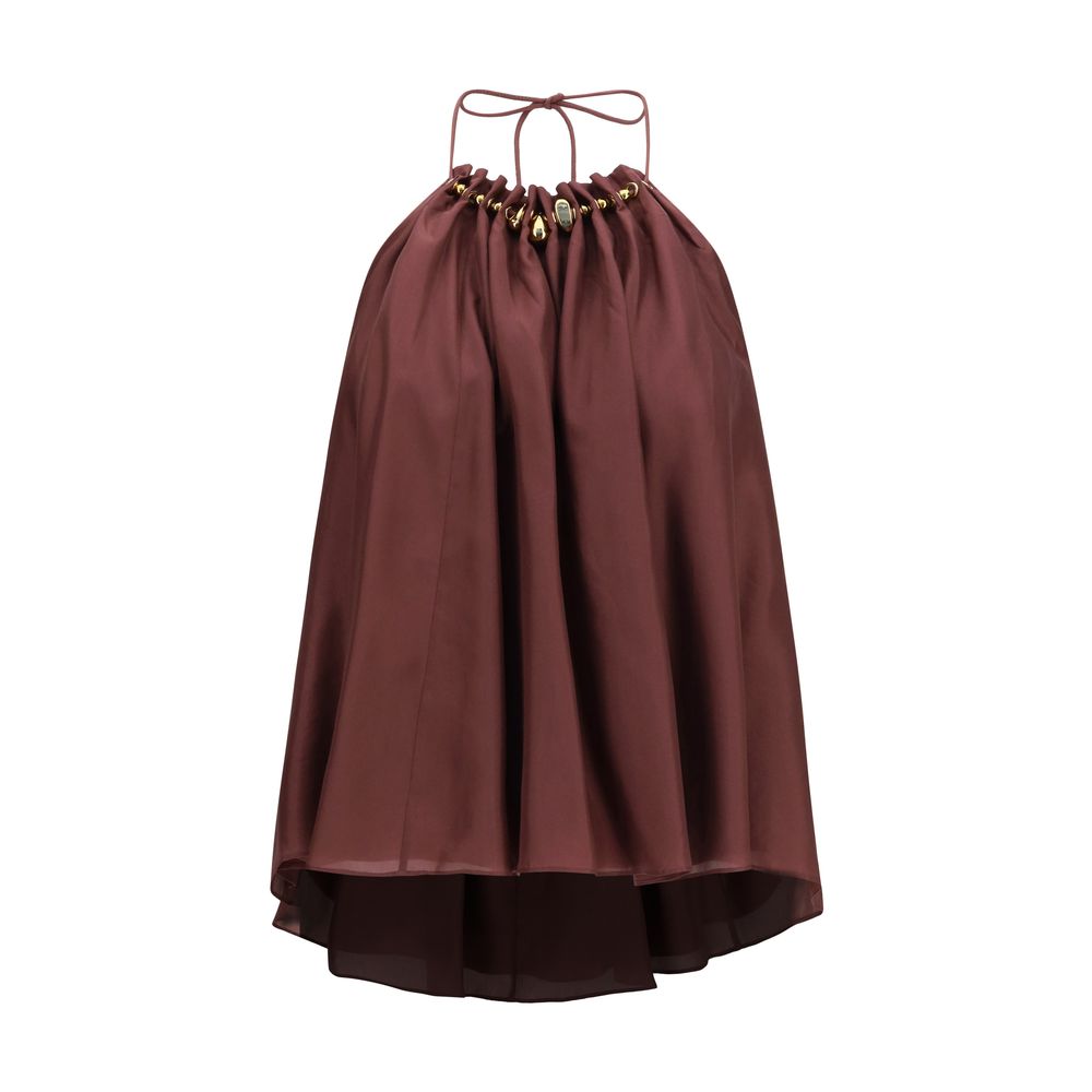 Zimmermann Bordeaux Silk Aster Beaded Ruched Top