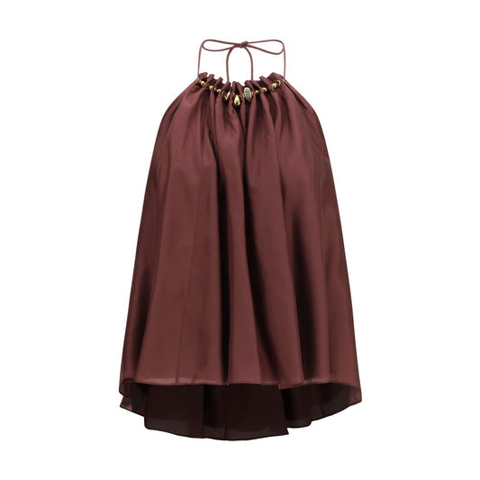 Zimmermann Bordeaux Silk Aster Beaded Ruched Top