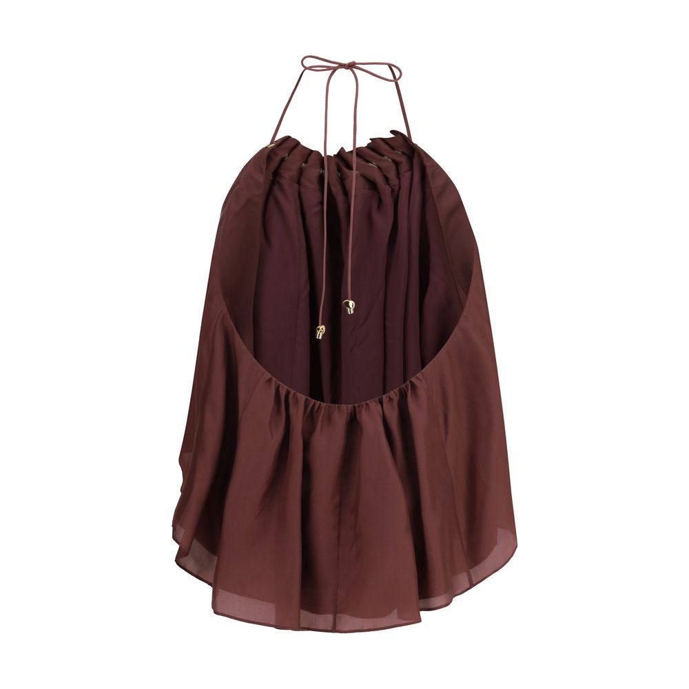 Zimmermann Bordeaux Silk Aster Beaded Ruched Top