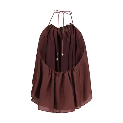 Zimmermann Bordeaux Silk Aster Beaded Ruched Top