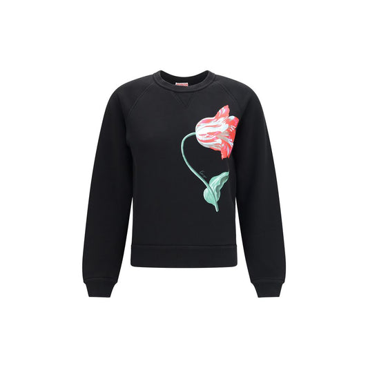 Kenzo Black Cotton Sweatshirt - Tulip Motif