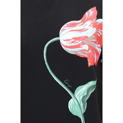 Kenzo Black Cotton Sweatshirt - Tulip Motif