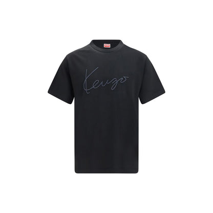 Kenzo Black Cotton T-Shirt - Embroidered Signature Design