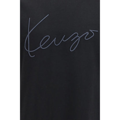 Kenzo Black Cotton T-Shirt - Embroidered Signature Design