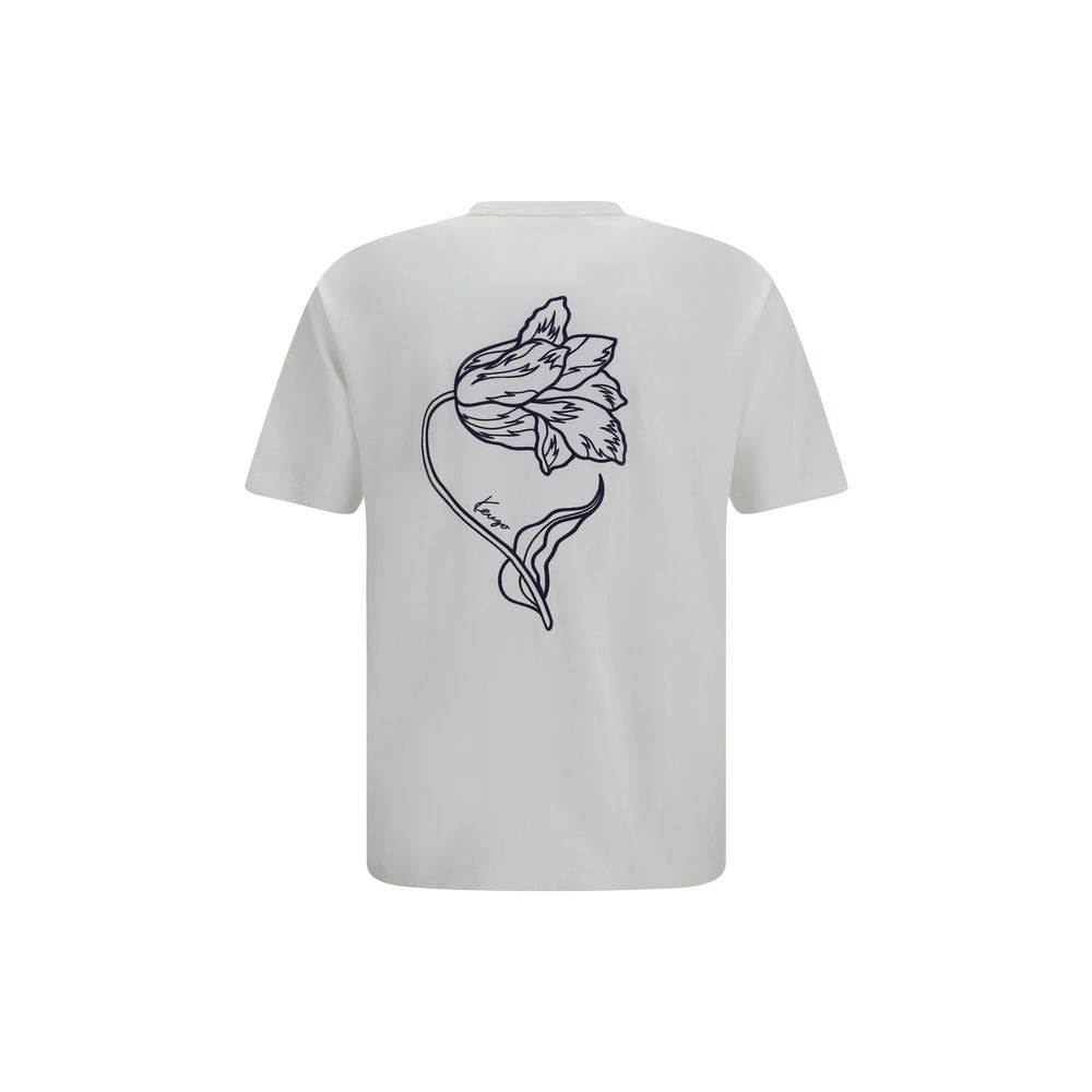 Kenzo Tulip Embroidered White Cotton T-Shirt