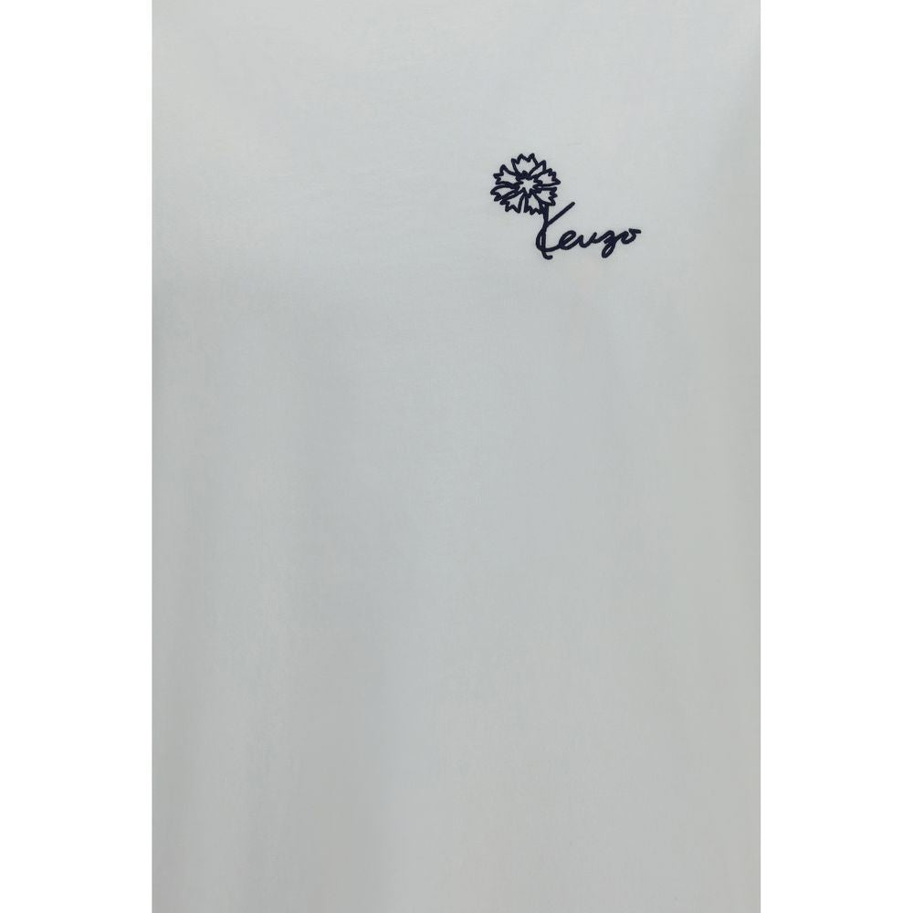 Kenzo Tulip Embroidered White Cotton T-Shirt
