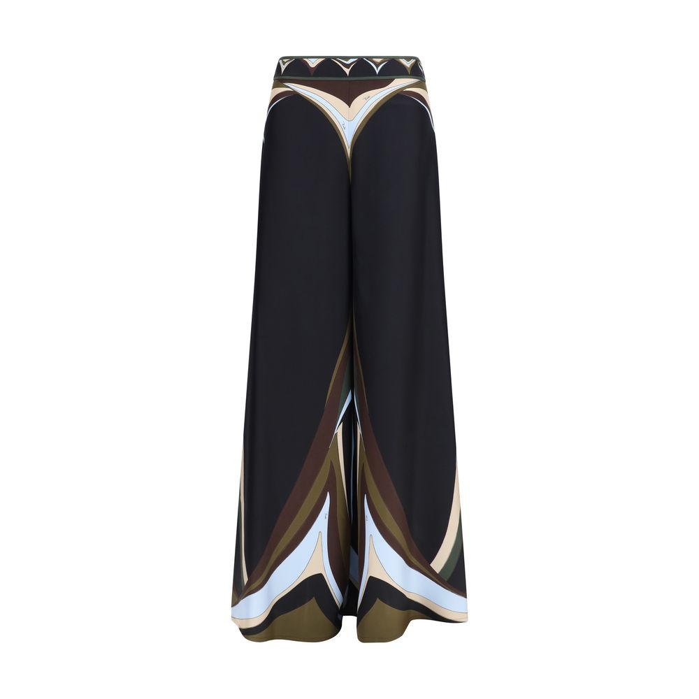 Emilio Pucci Black Silk Flared Pants - Timeless Elegance