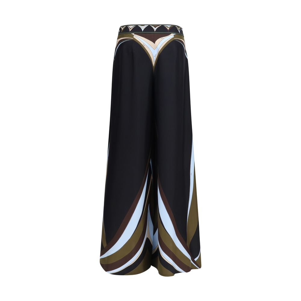 Emilio Pucci Black Silk Flared Pants - Timeless Elegance