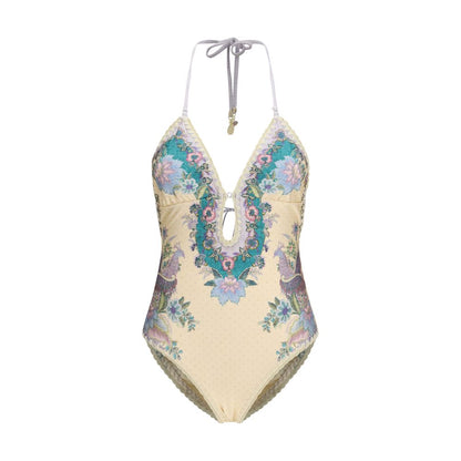 Zimmermann Beige Indra Crochet Detail One-Piece Swimsuit