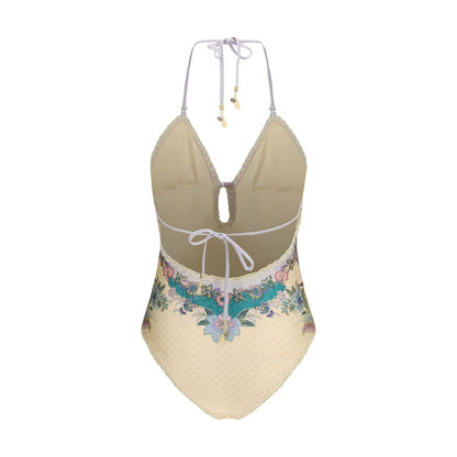 Zimmermann Beige Indra Crochet Detail One-Piece Swimsuit