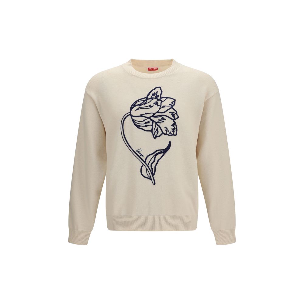 Kenzo Beige Cotton Sweatshirt - Contemporary Tulip Motif Design