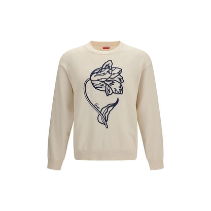 Kenzo Beige Cotton Sweatshirt - Contemporary Tulip Motif Design