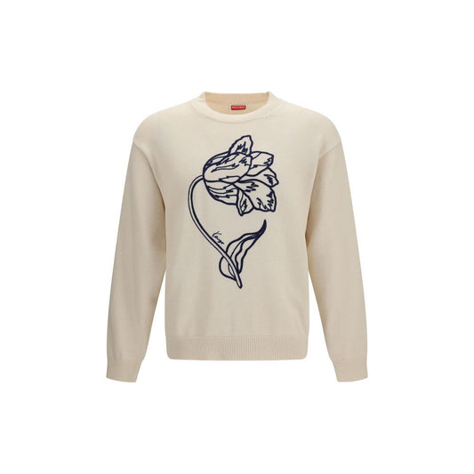 Kenzo Beige Cotton Sweatshirt - Contemporary Tulip Motif Design