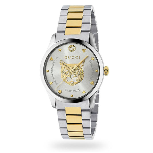 Gucci Silver Stainless Steel G-Timeless Iconic Mystic Cat Dress Watch