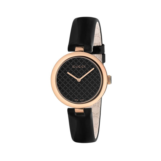 Gucci Black Diamantissima Leather Dress Watch
