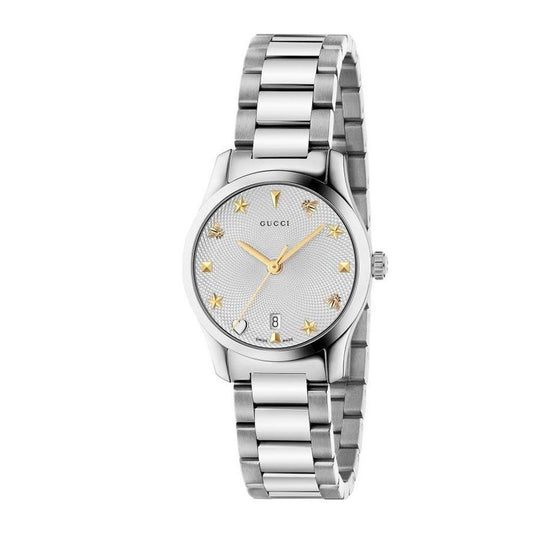 Gucci G-Timeless Ladies Quartz Watch in Grey Stainless Steel
