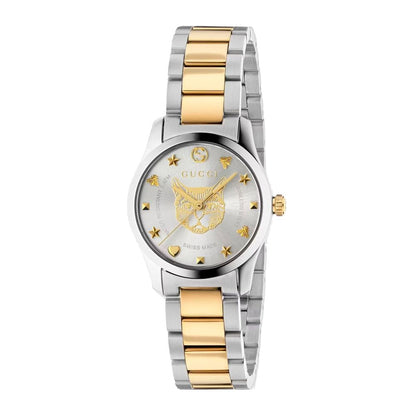 Gucci G-Timeless Feline Motif Gold Stainless Steel Dress Watch