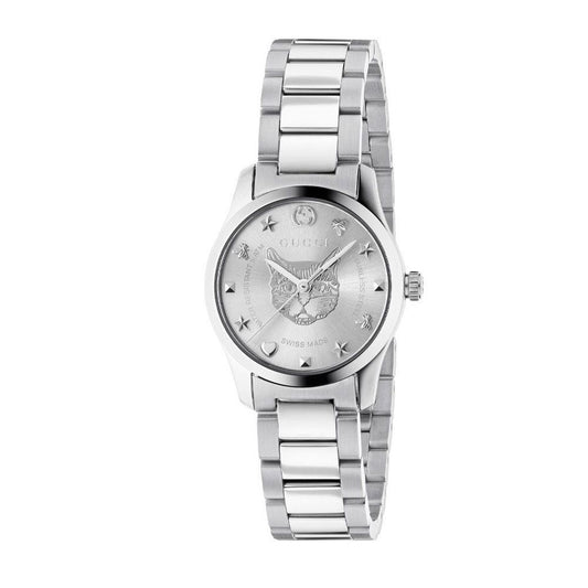 Gucci Gray Stainless Steel Dress G-Timeless Silver Dial Ladies Watch