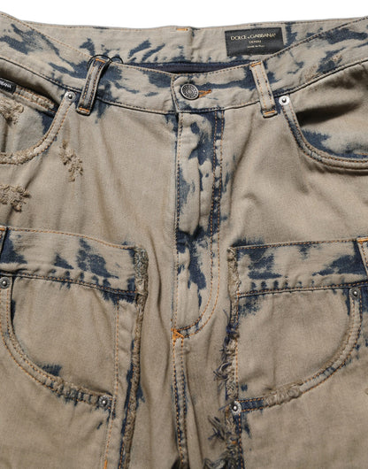 Dolce & Gabbana Beige Bleached Deconstructed Denim Jeans