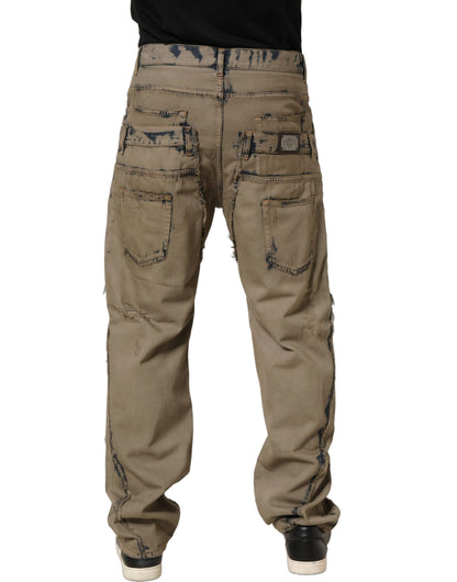 Dolce & Gabbana Beige Bleached Deconstructed Denim Jeans