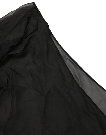 Dolce & Gabbana Black Wrap One Shoulder Sheer Chiffon Top