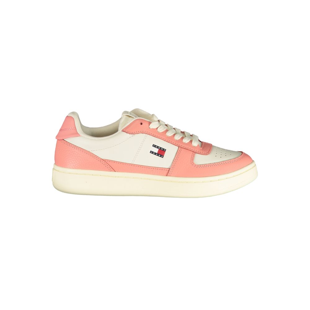 Tommy Hilfiger Pink & Ivory Retro Leather Archive Court Trainers