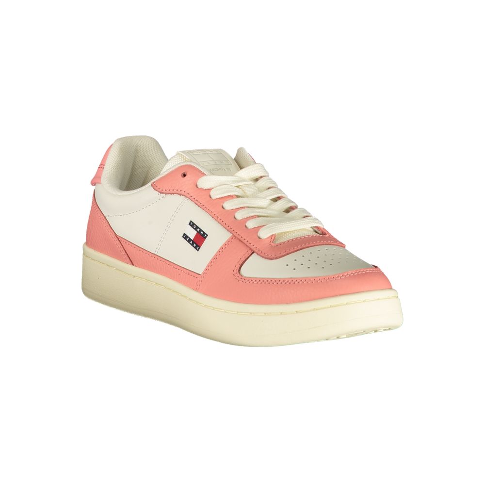 Tommy Hilfiger Pink & Ivory Retro Leather Archive Court Trainers