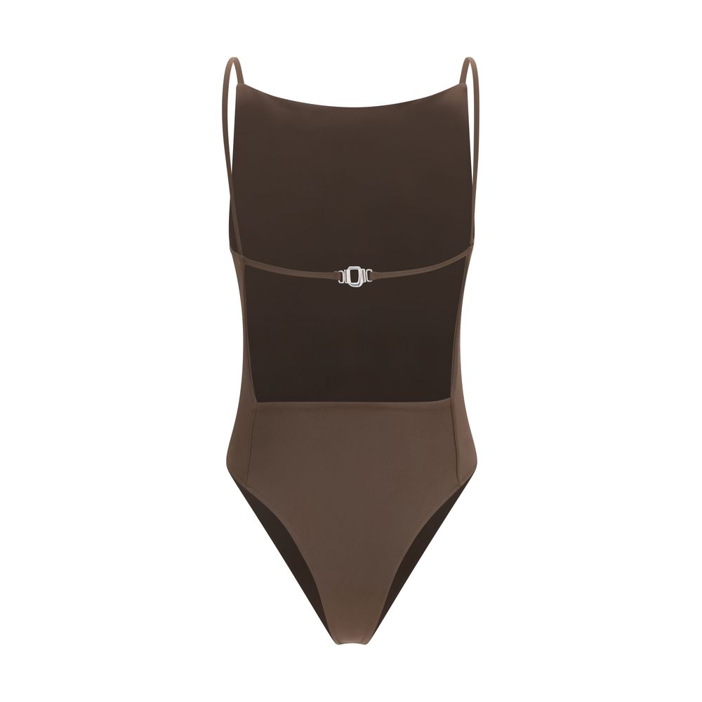 Jacquemus Brown Sole One-Piece Swimsuit