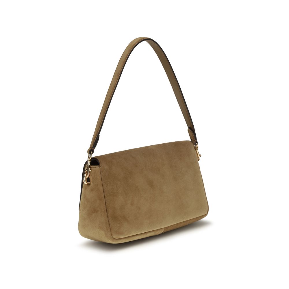 Tory Burch Charlie Mini Suede Shoulder Bag - Beige
