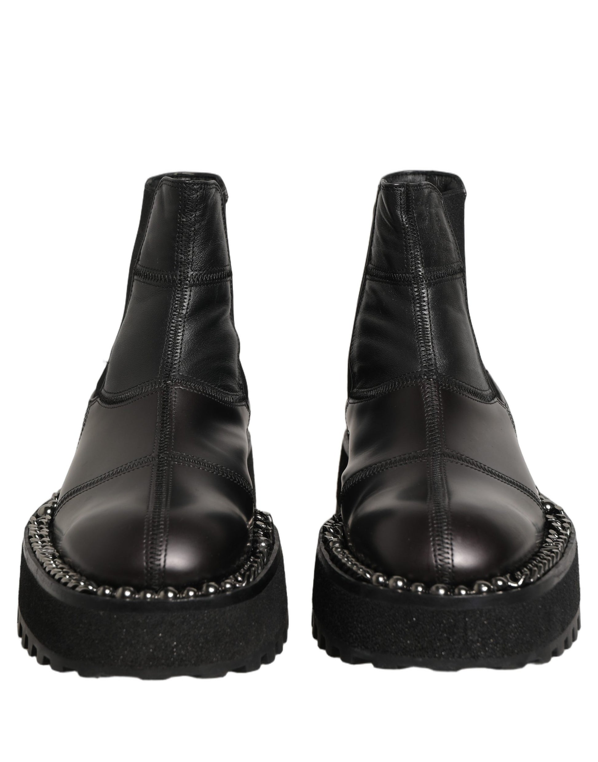 Dolce & Gabbana Black Leather Slip On Chelsea Boots