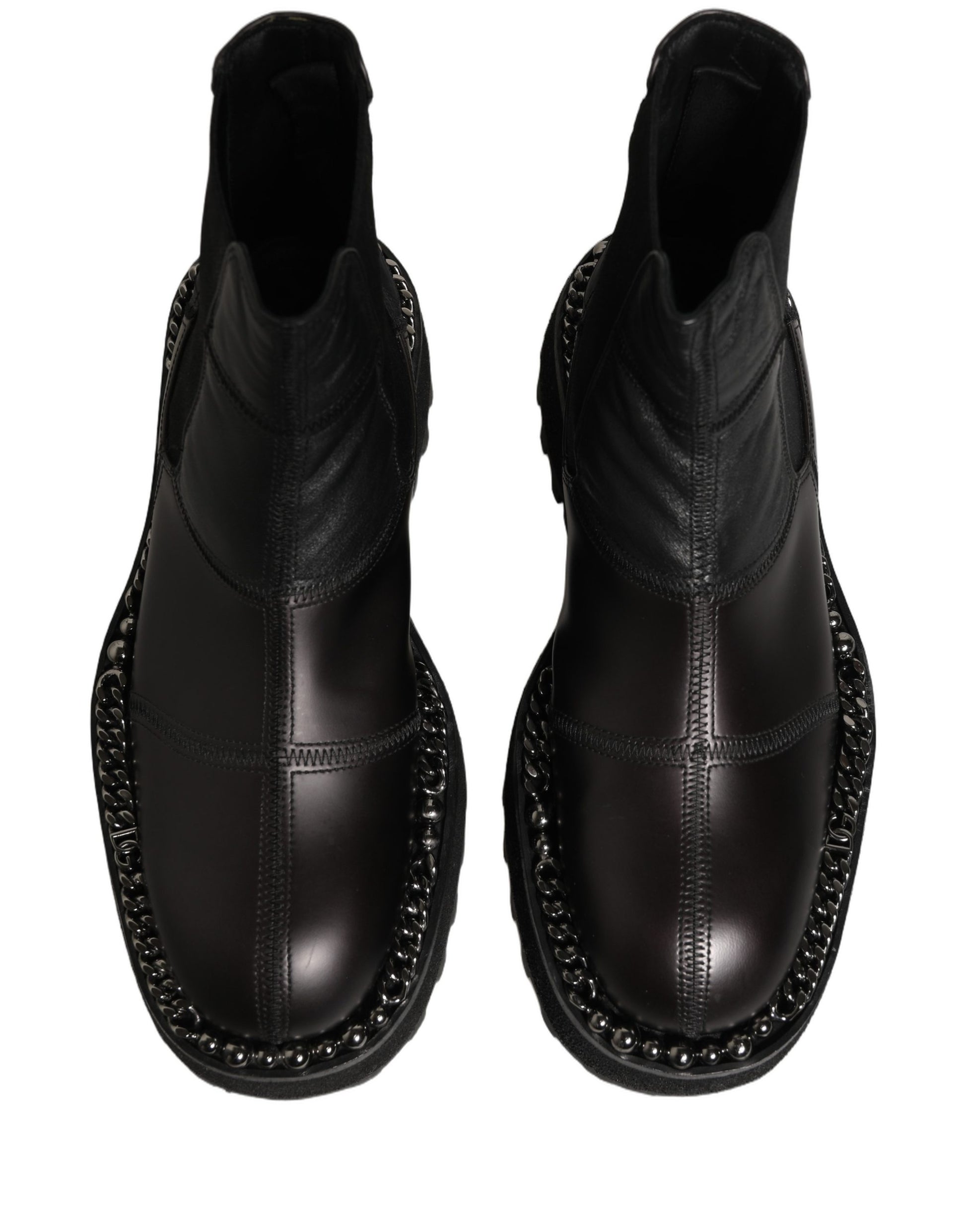 Dolce & Gabbana Black Leather Slip On Chelsea Boots