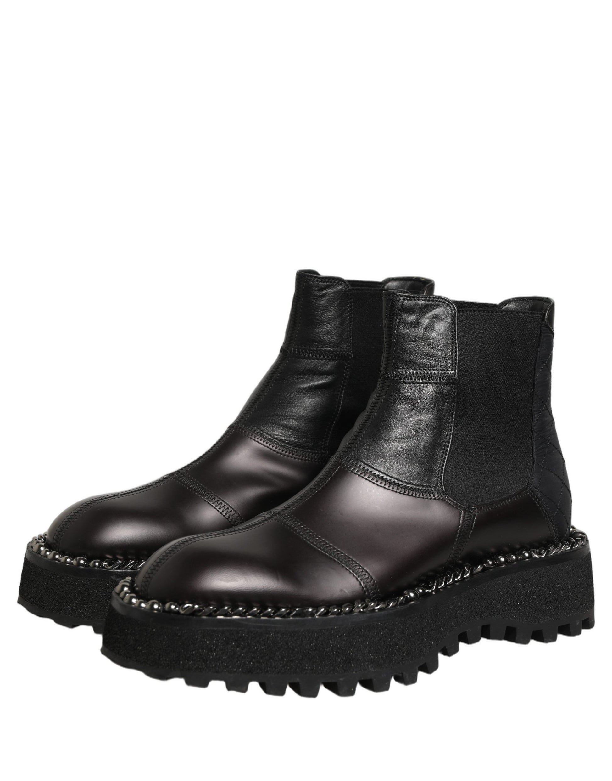 Dolce & Gabbana Black Leather Slip On Chelsea Boots