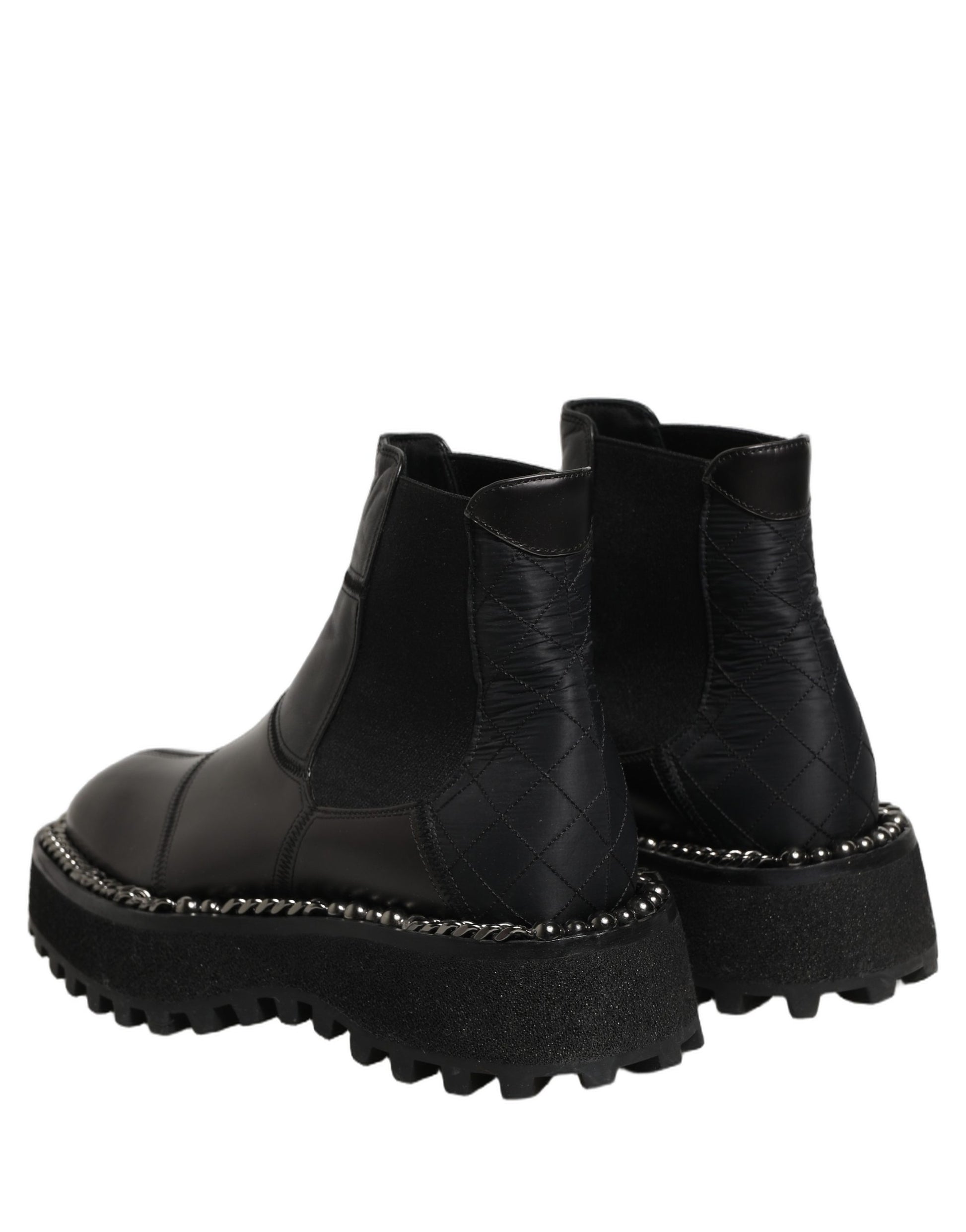 Dolce & Gabbana Black Leather Slip On Chelsea Boots