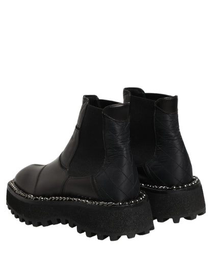 Dolce & Gabbana Black Leather Slip On Chelsea Boots
