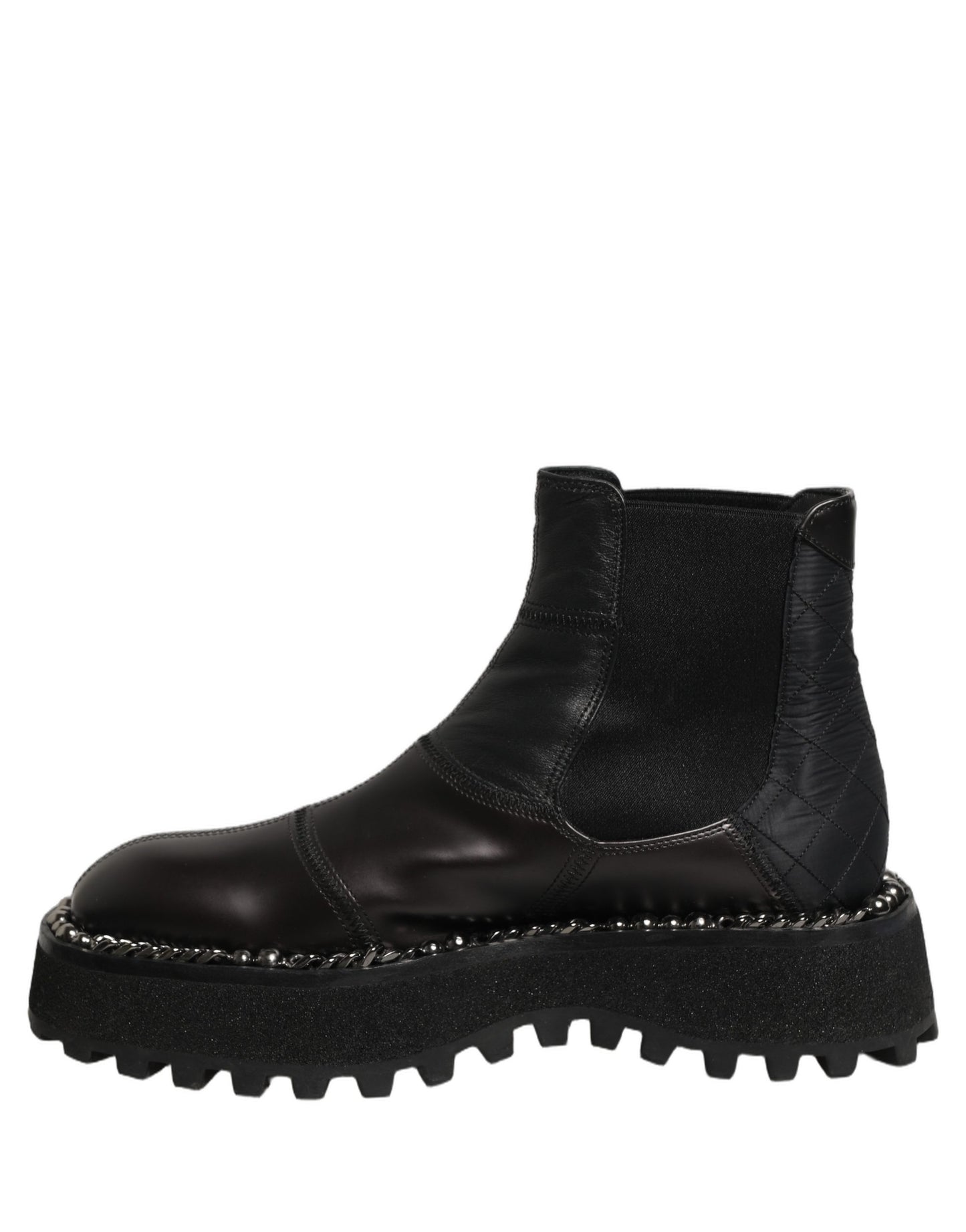 Dolce & Gabbana Black Leather Slip On Chelsea Boots