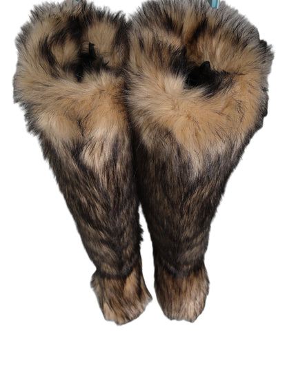Dolce & Gabbana Brown Faux Ski Fur Knee High Boots