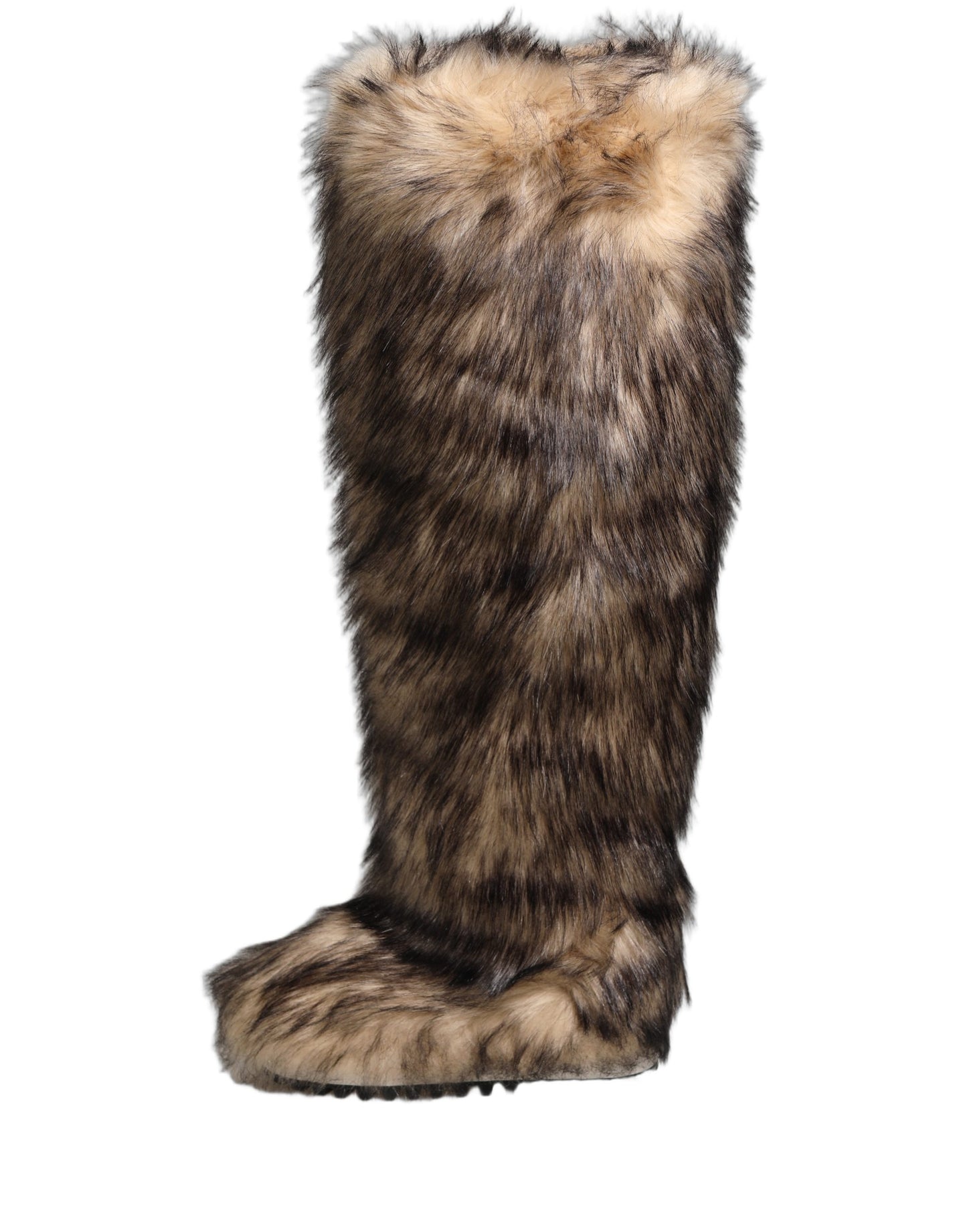 Dolce & Gabbana Brown Faux Ski Fur Knee High Boots