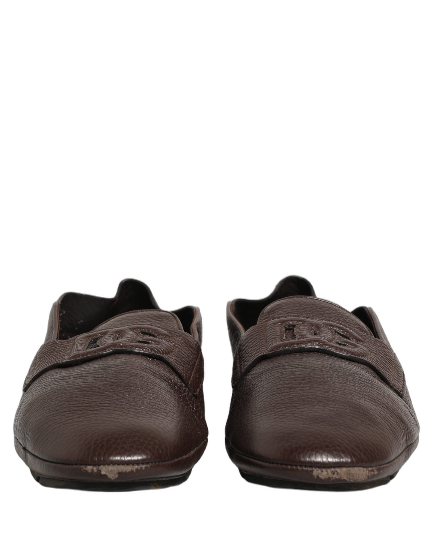Dolce & Gabbana Brown Deerskin Leather Driver Loafers