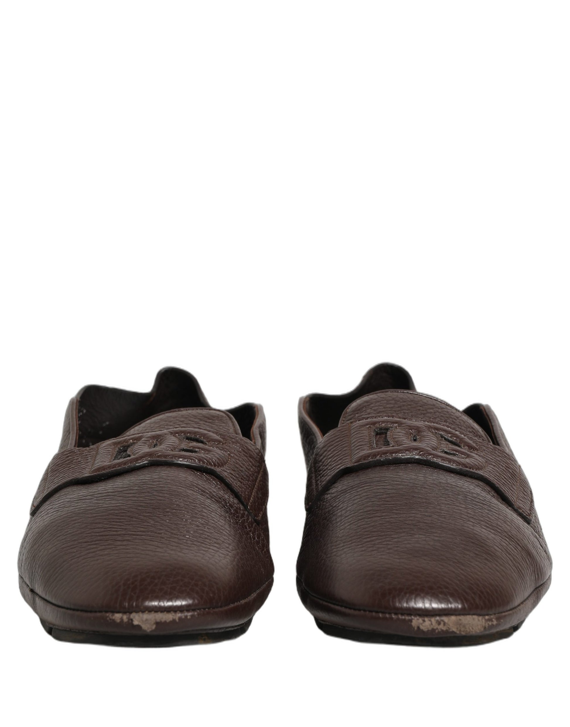 Dolce & Gabbana Brown Deerskin Leather Driver Loafers