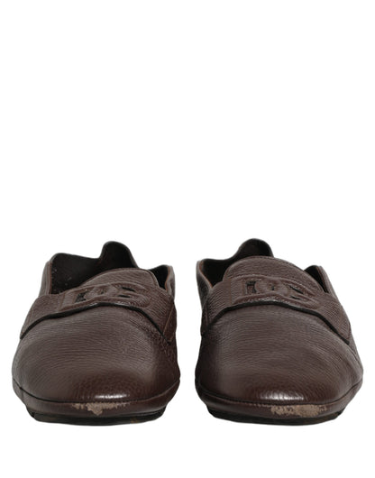 Dolce & Gabbana Brown Deerskin Leather Driver Loafers