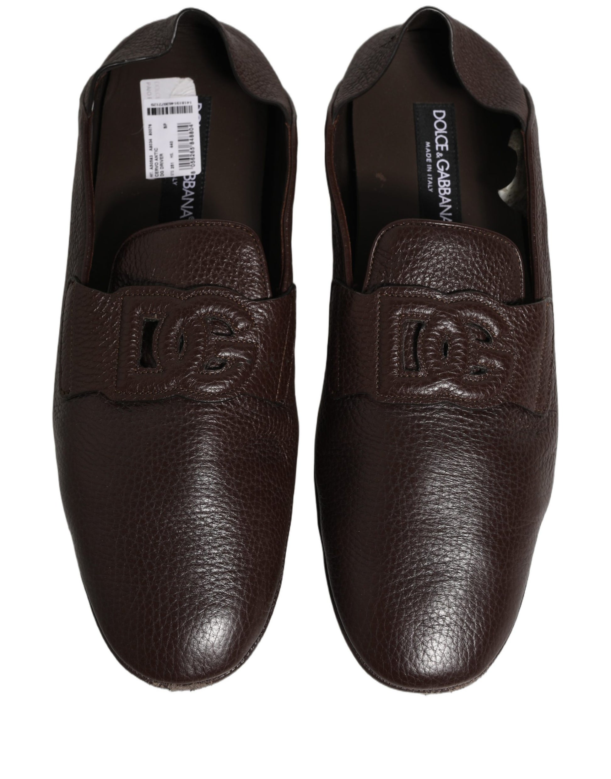 Dolce & Gabbana Brown Deerskin Leather Driver Loafers