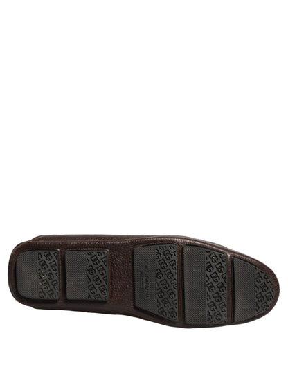 Dolce & Gabbana Brown Deerskin Leather Driver Loafers