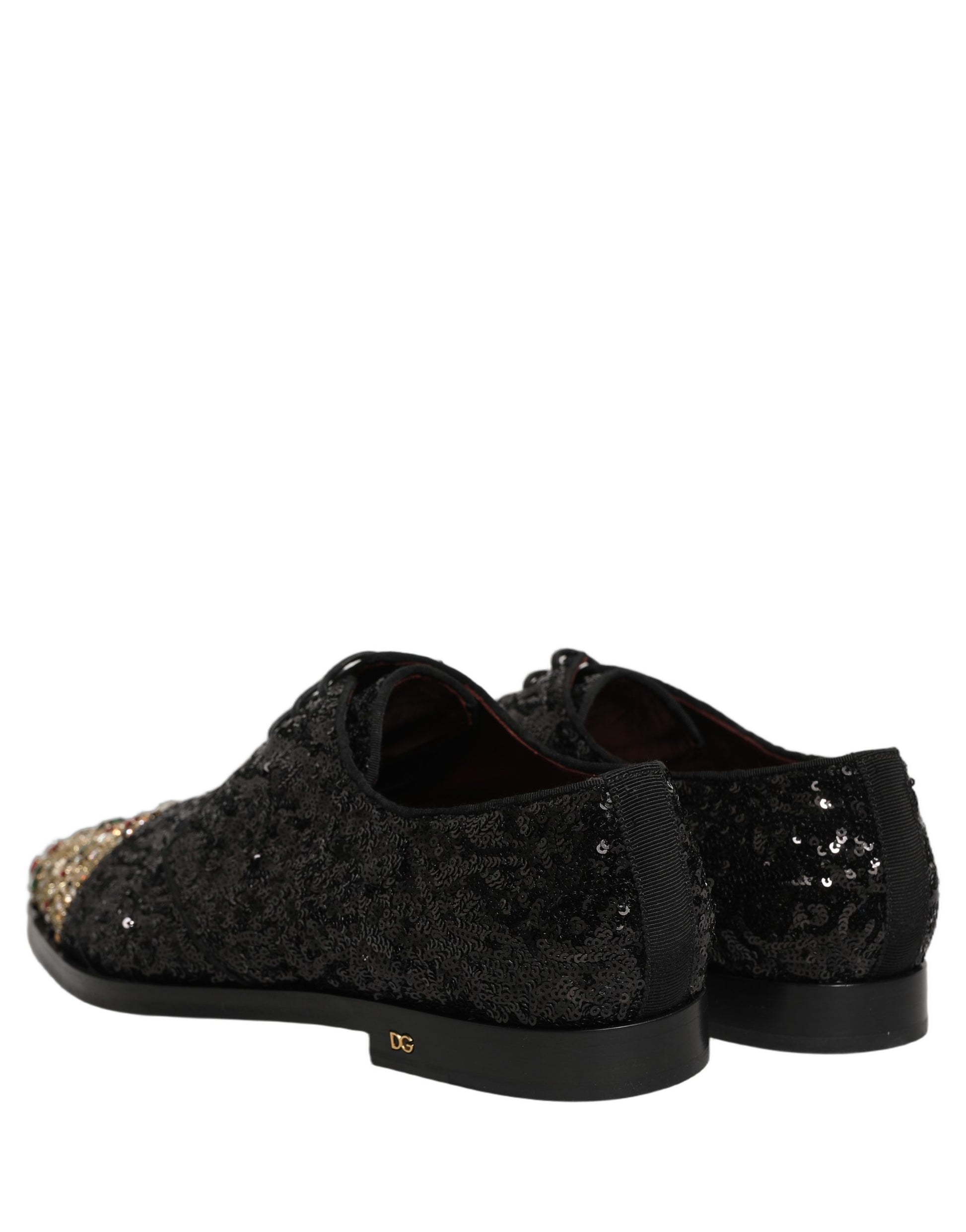 Dolce & Gabbana Black Sequin Embellished Derby Dress Shoes