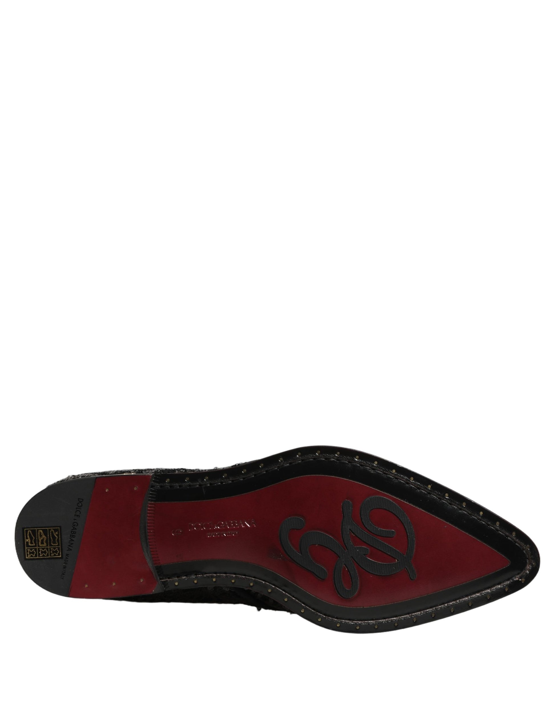 Dolce & Gabbana Black Sequin Embellished Derby Dress Shoes