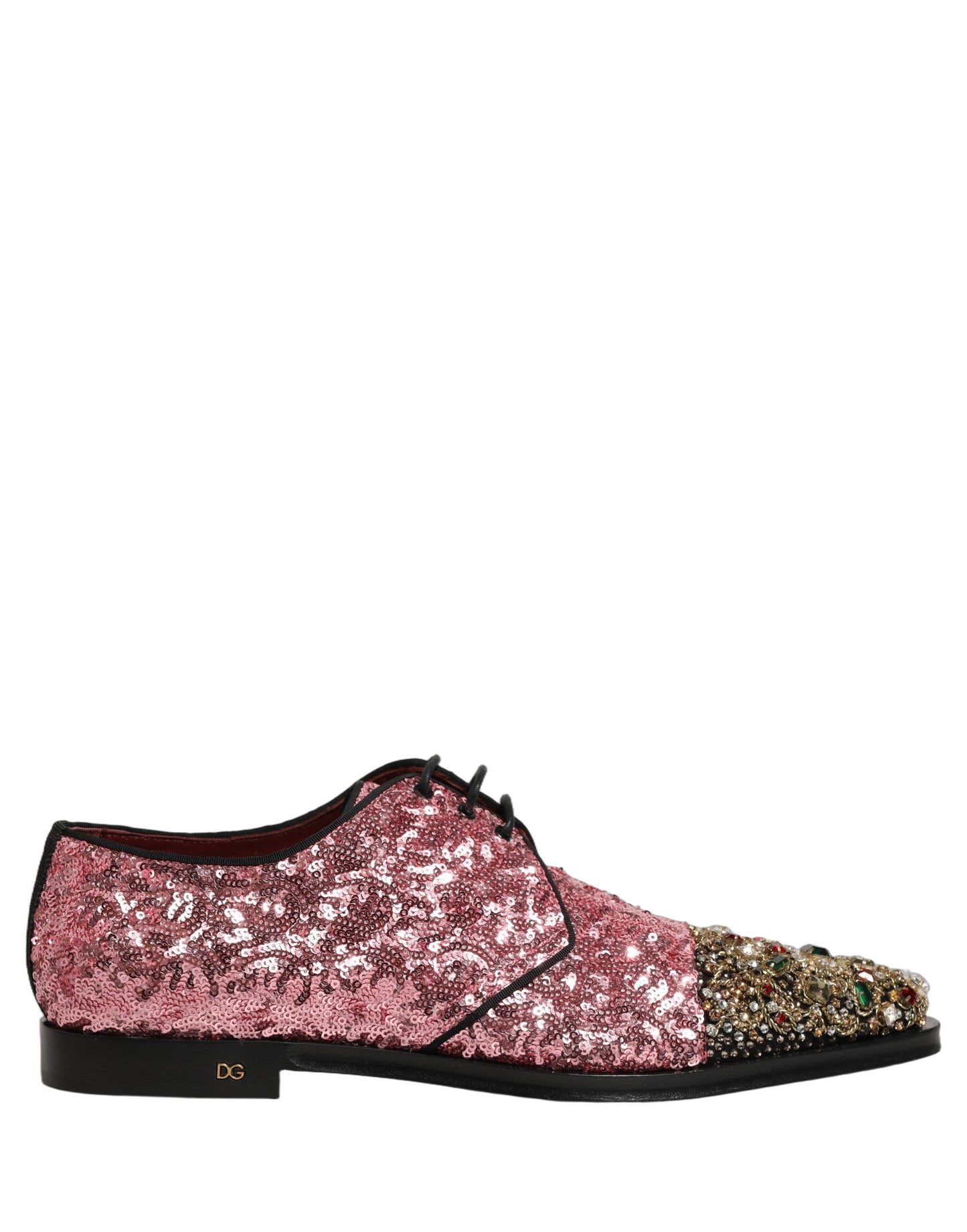 Dolce & Gabbana Pink Sequin Embellished Derby Dress Shoes