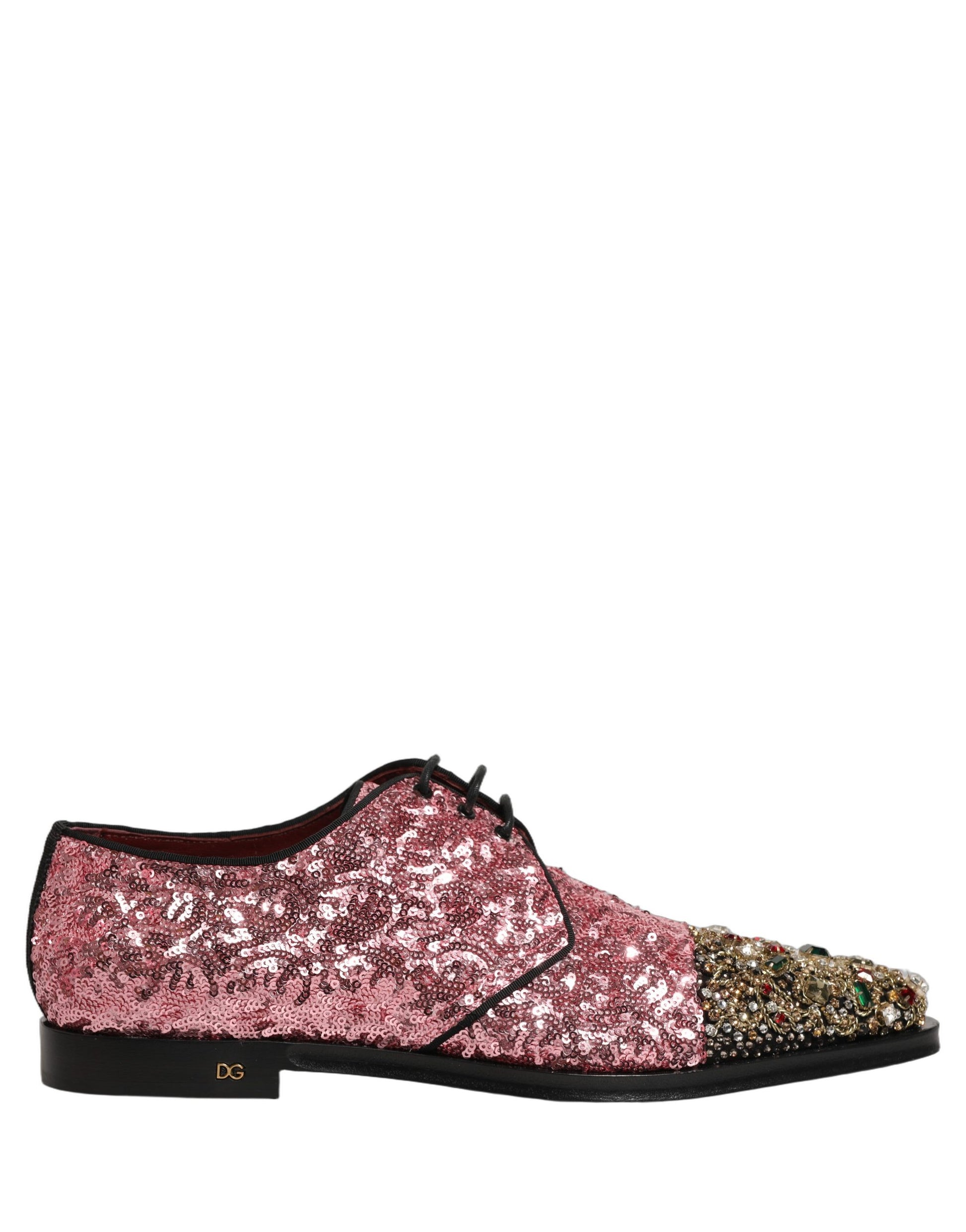 Dolce & Gabbana Pink Sequin Embellished Derby Dress Shoes