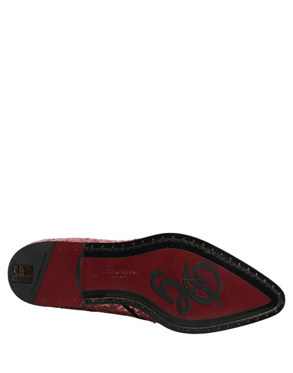 Dolce & Gabbana Pink Sequin Embellished Derby Dress Shoes